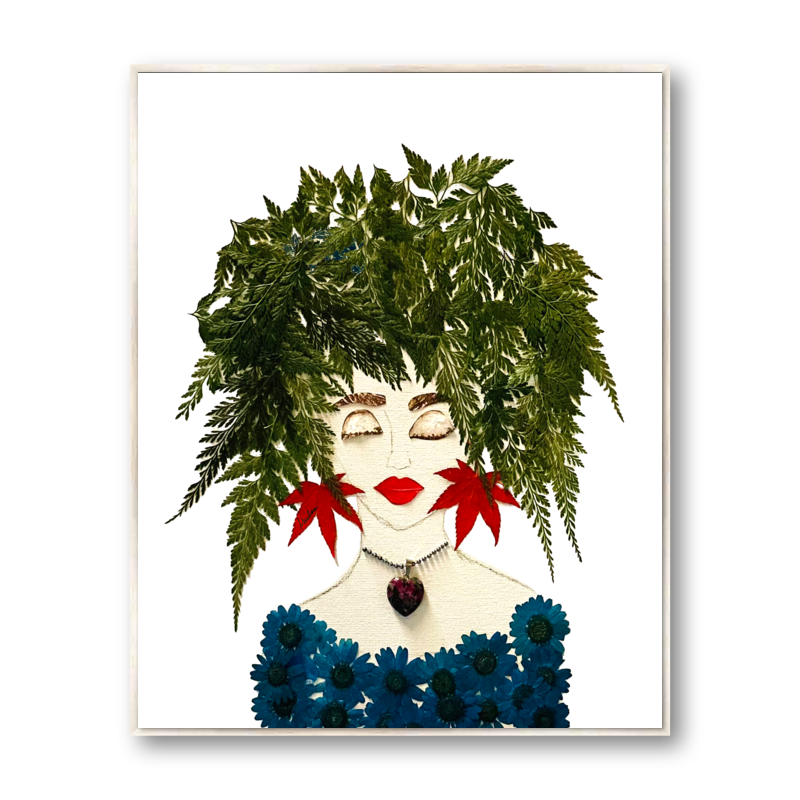 Fern Blue Metal Print - Rectangle Silver