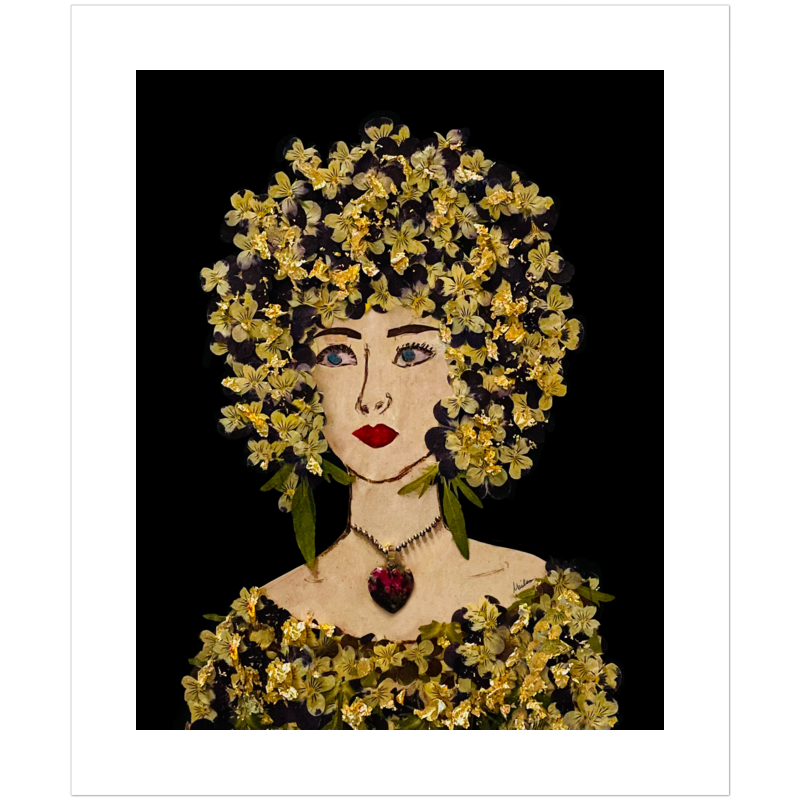 Gilded Pansy Fine Art Print - Rectangle Unframed
