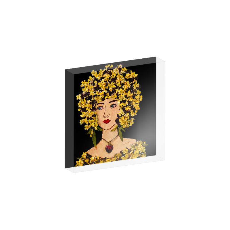 "Gilded Pansy" Acrylic Block