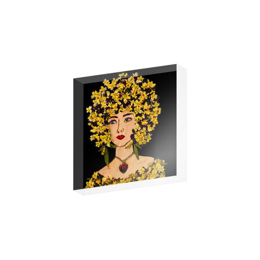 "Gilded Pansy" Acrylic Block