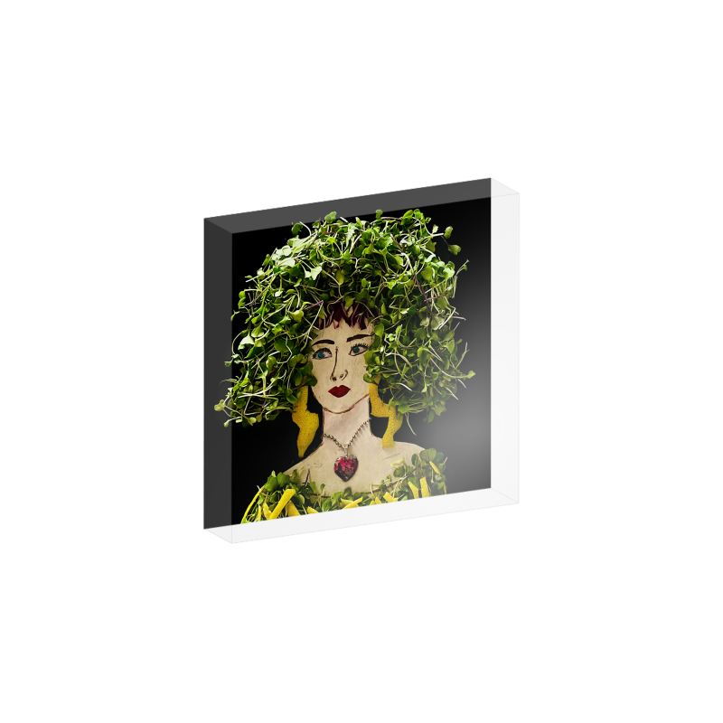 "Sprouts with a Twist" Acrylic Block