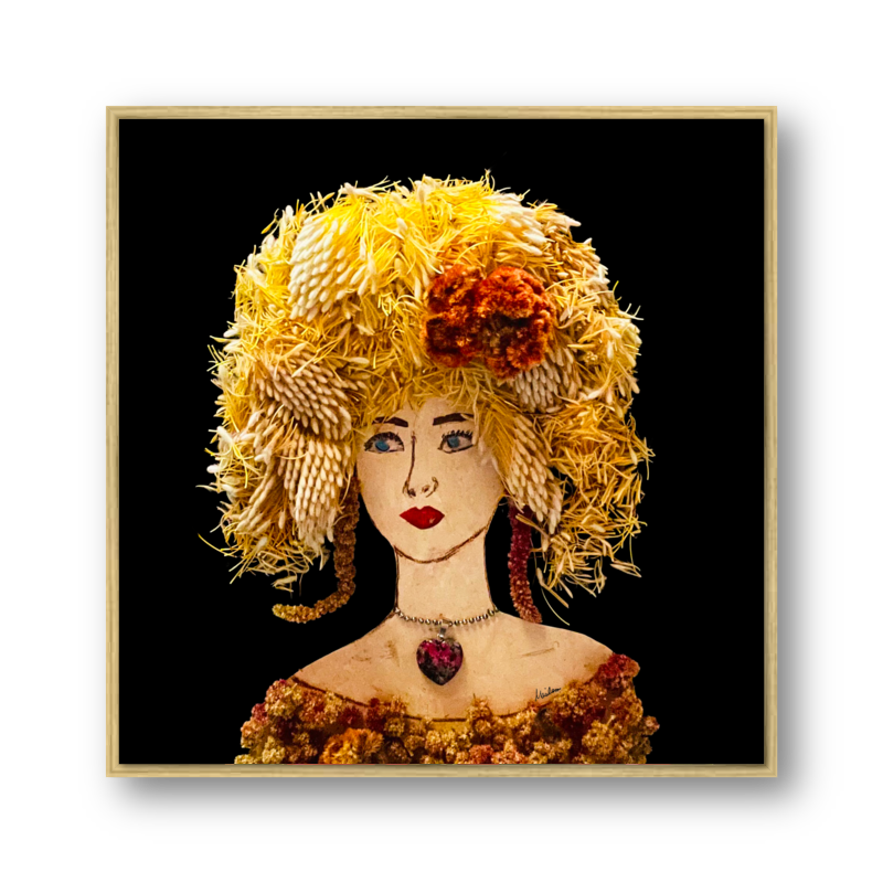 Banksia Metal Print - Square Gold