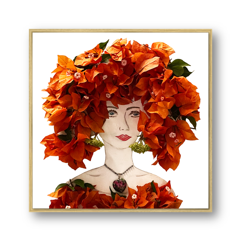 Bougainvillea Metal Print - Square Gold