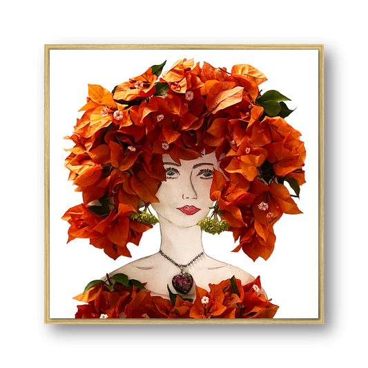 Bougainvillea Metal Print - Square Gold