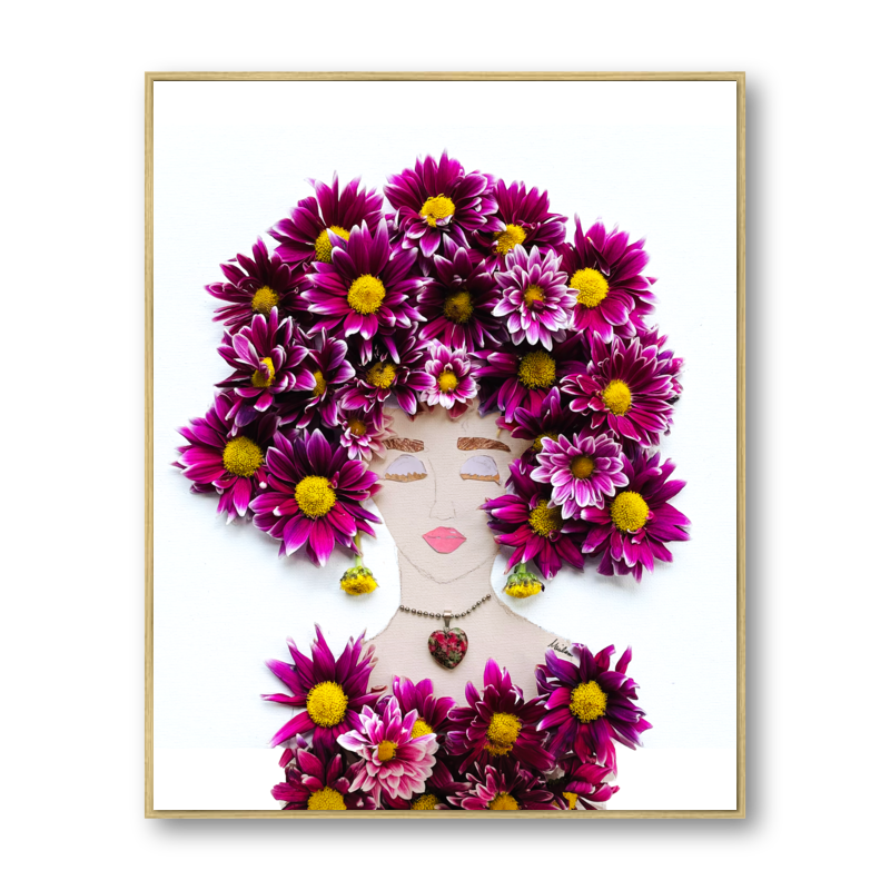 Chrysanthemum Metal Print - Rectangle Gold