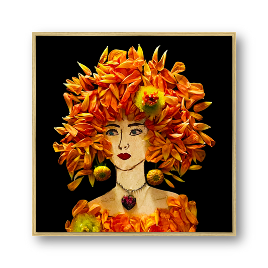 Dahlia Metal Print - Square Gold