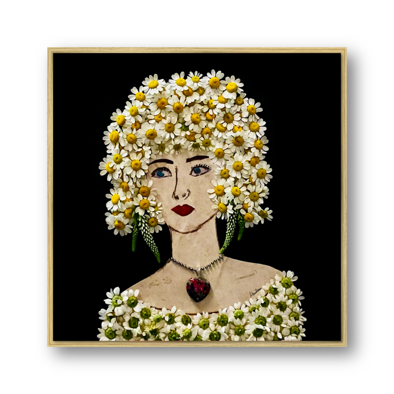 Daisy Metal Print - Square Gold