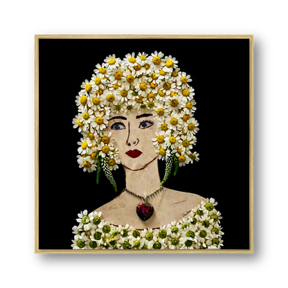 Daisy Metal Print - Square Gold