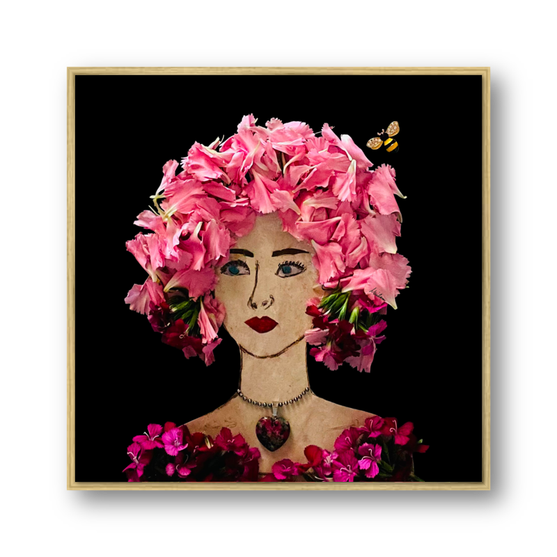 Dianthus Metal Print - Square Gold