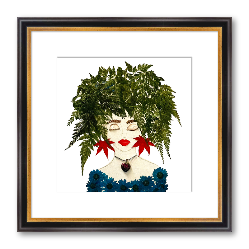 Fern Blue Fine Art Print - Square Academie Frame