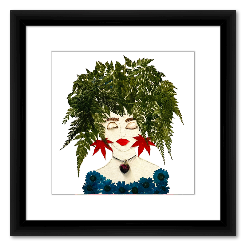 Fern Blue Fine Art Print - Square Italian Prime Frame