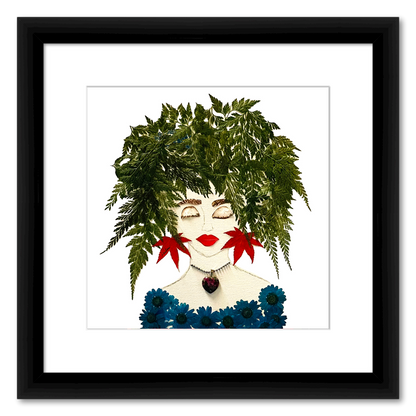Fern Blue Fine Art Print - Square Italian Prime Frame