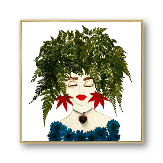Fern Blue Metal Print - Square Gold