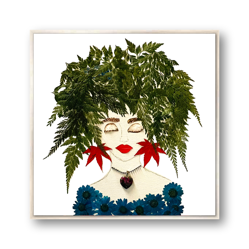 Fern Blue Metal Print - Square Silver