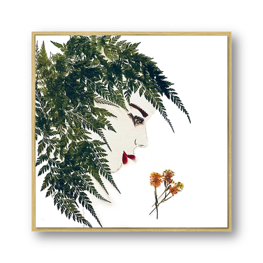 Fern Profile Metal Print - Square Gold