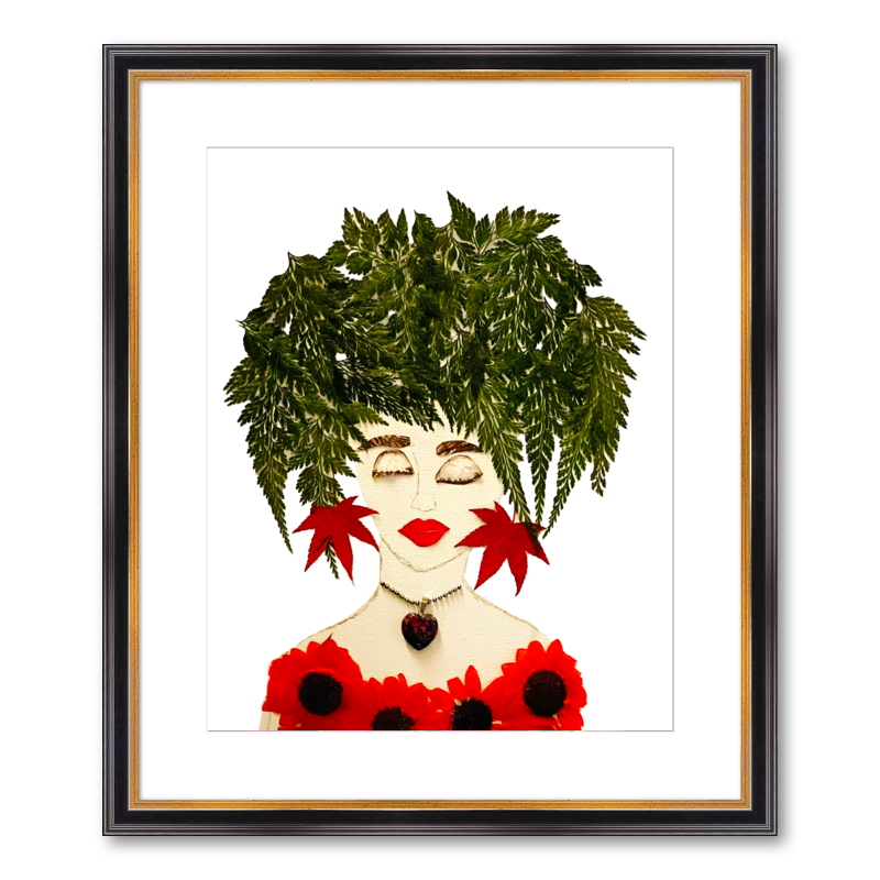 Fern Red Fine Art Print - Rectangle Academie Frame