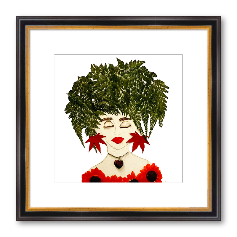 Fern Red Fine Art Print - Square Academie Frame