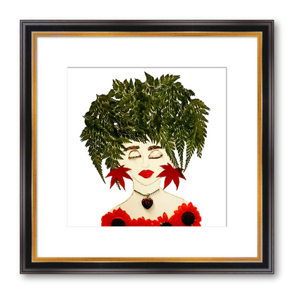 Fern Red Fine Art Print - Square Academie Frame