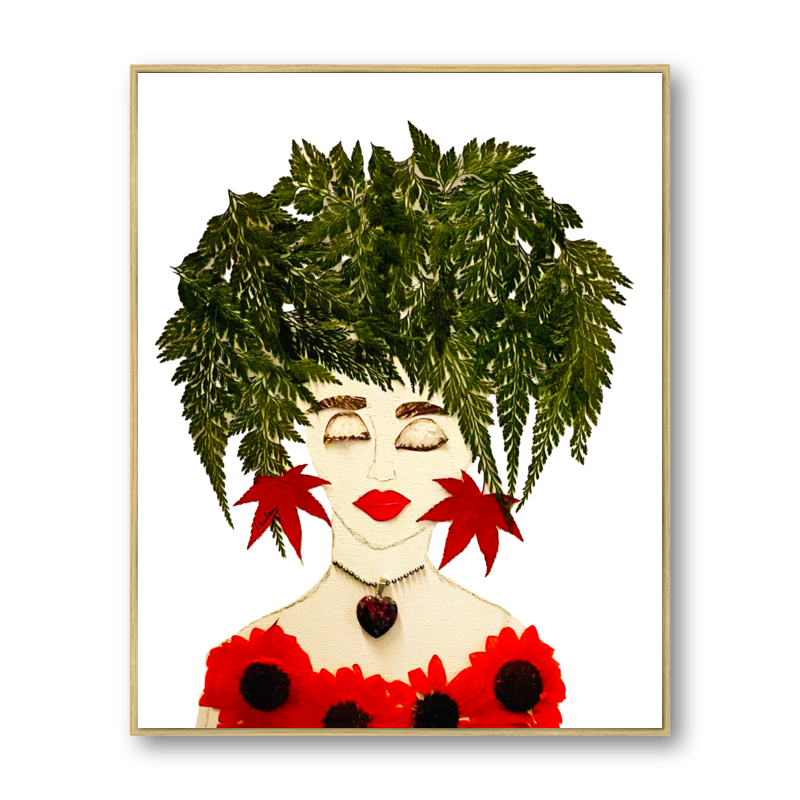 Fern Red Metal Print - Rectangle Gold