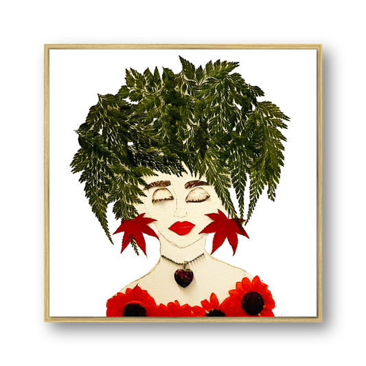 Fern Red Metal Print - Square Gold