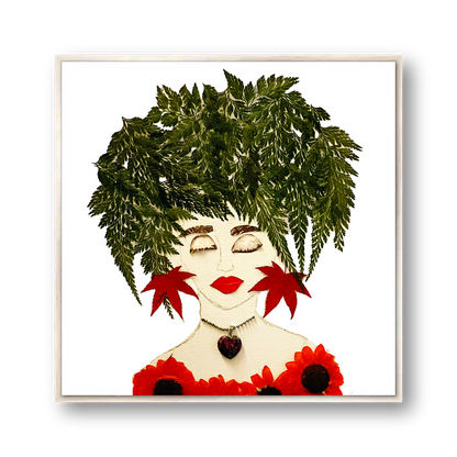 Fern Red Metal Print - Square Silver