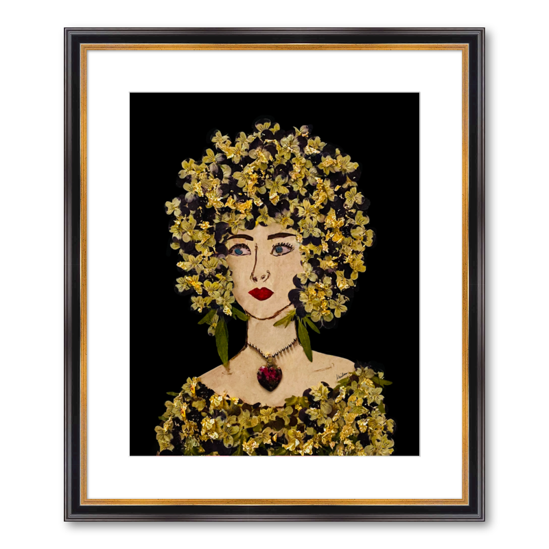 Gilded Pansy Fine Art Print - Rectangle Academie Frame