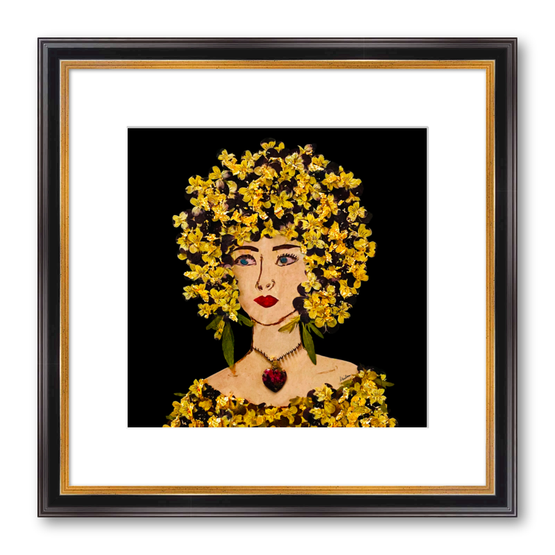 Gilded Pansy Fine Art Print - Square Academie Frame