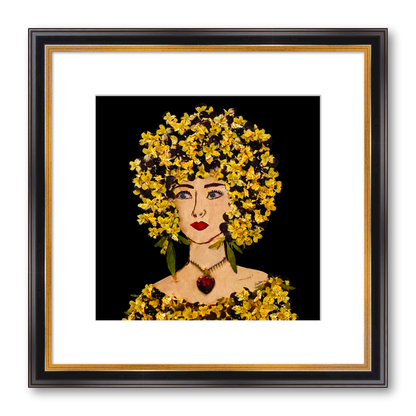 Gilded Pansy Fine Art Print - Square Academie Frame