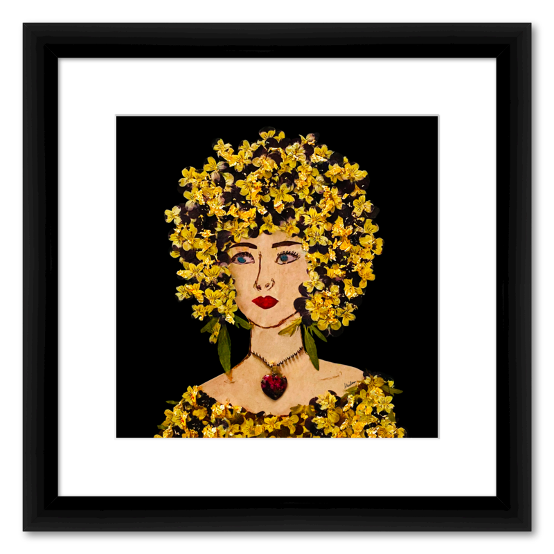 Gilded Pansy Fine Art Print - Square Italian Prime Frame