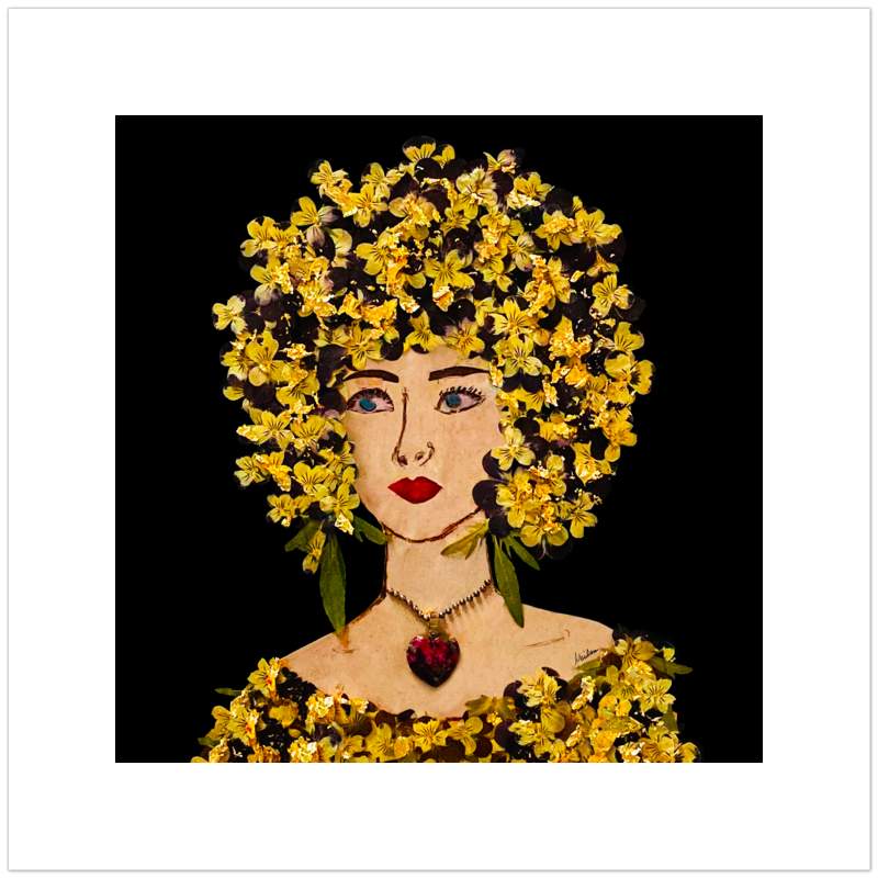 Gilded Pansy Fine Art Print - Square Unframed