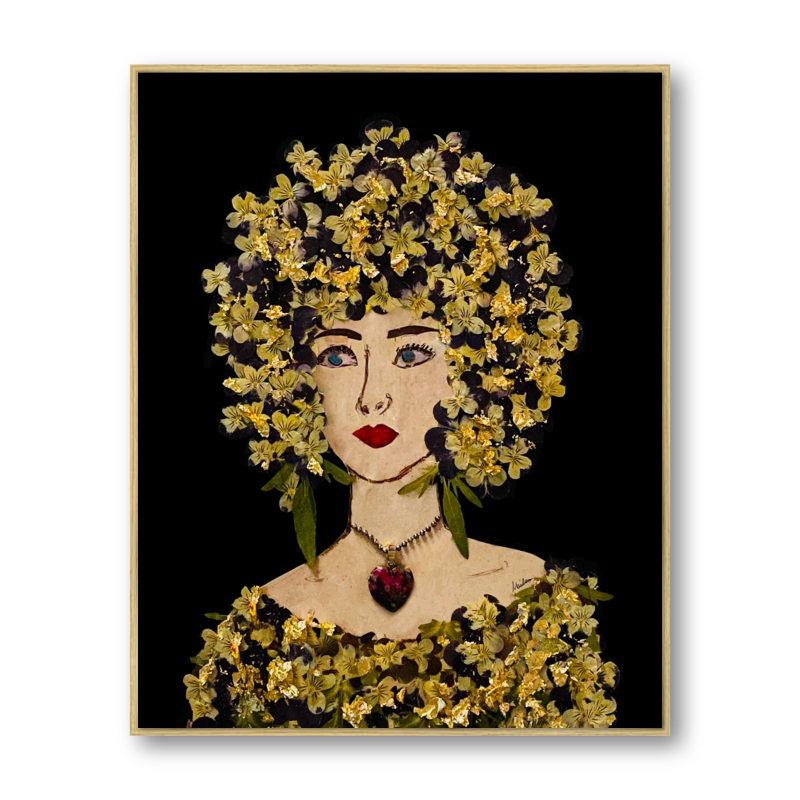 Gilded Pansy Metal Print - Rectangle Gold