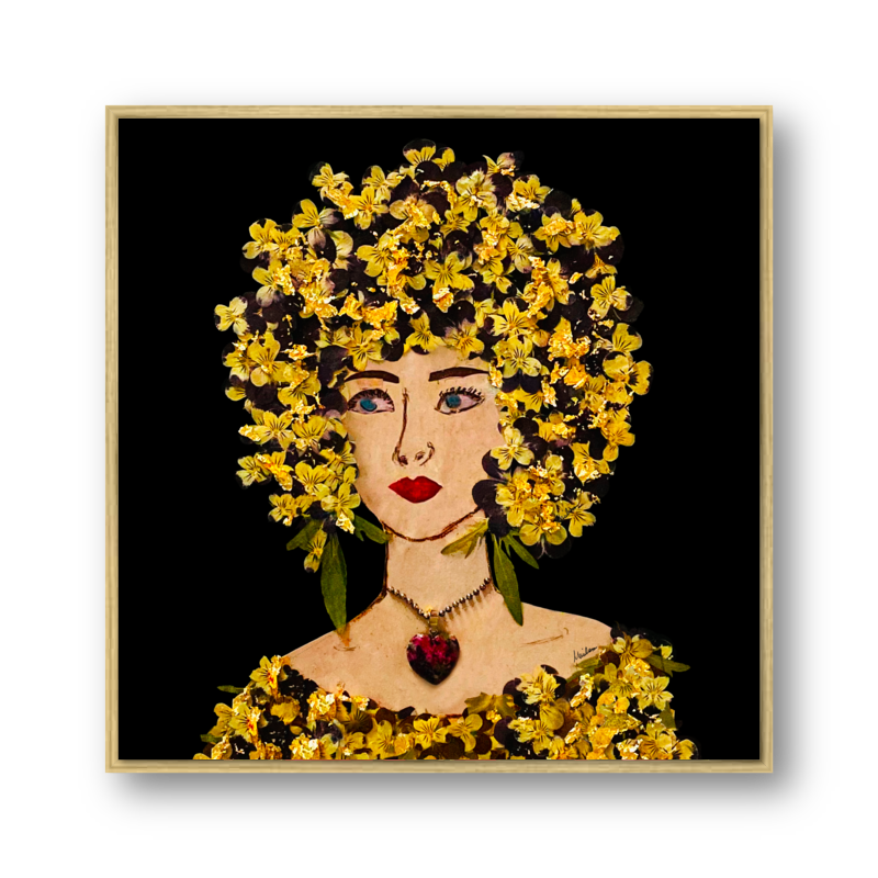 Gilded Pansy Metal Print - Square Gold