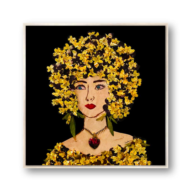 Gilded Pansy Metal Print - Square Silver