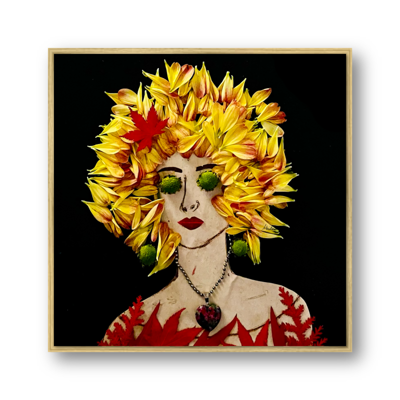 Green Eyes Metal Print - Square Gold