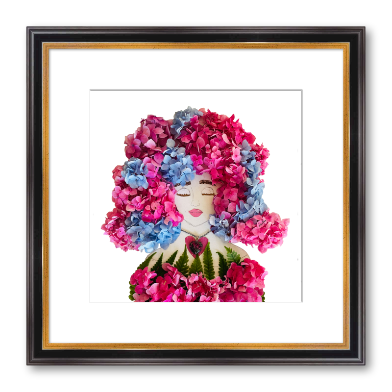 Hippie Hydrangea Fine Art Print - Square Academie Frame