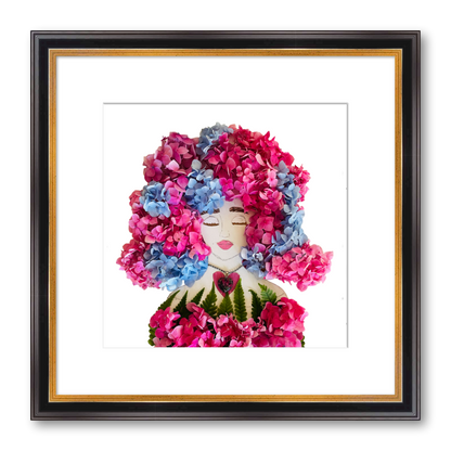 Hippie Hydrangea Fine Art Print - Square Academie Frame