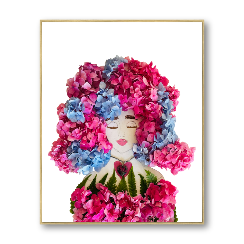 Hippie Hydrangea Metal Print - Rectangle Gold