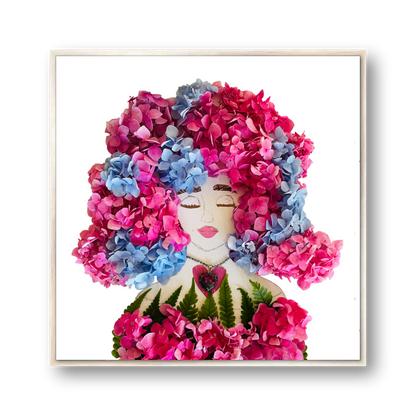 Hippie Hydrangea Metal Print - Square Silver