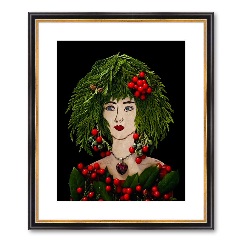 Holly Berry Fine Art Print - Rectangle Academie Frame