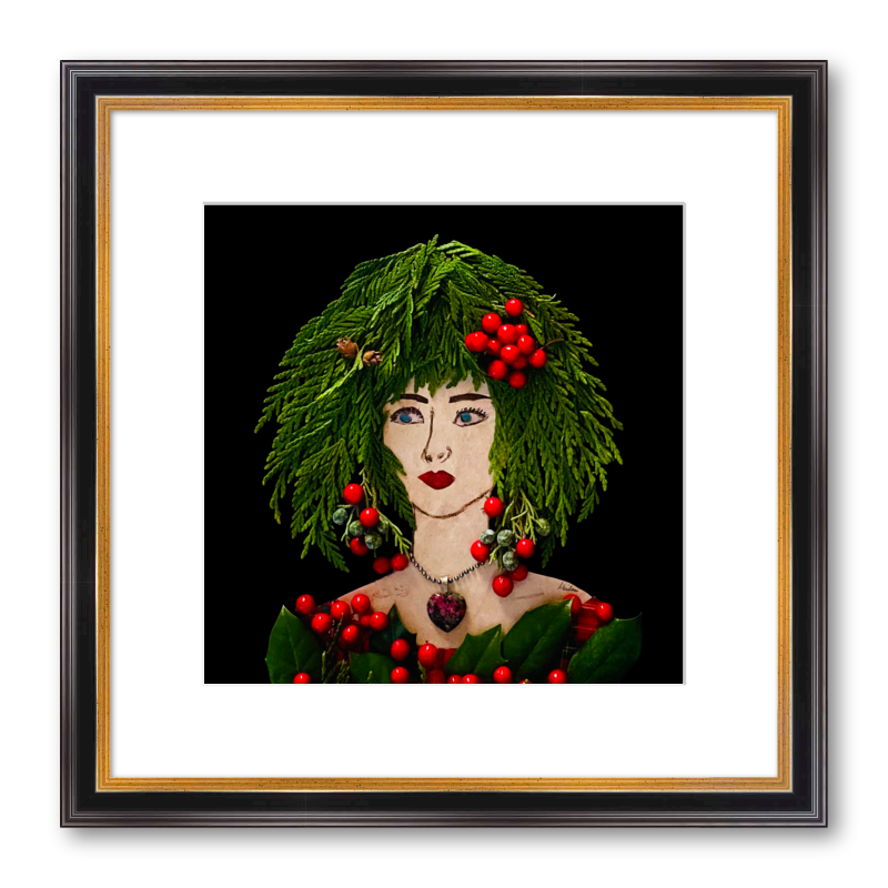 Holly Berry Fine Art Print - Square Academie Frame