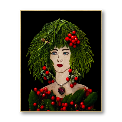 Holly Berry Metal Print - Rectangle Gold