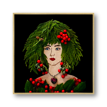 Holly Berry Metal Print - Square Gold
