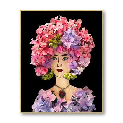 Hydrangea Metal Print - Rectangle Gold