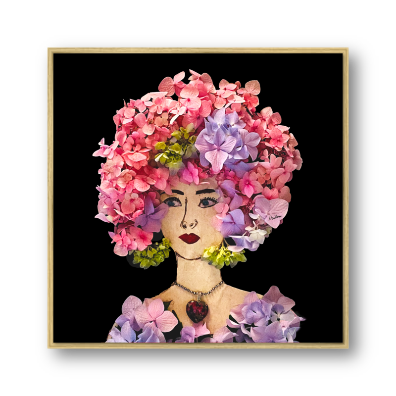 Hydrangea Metal Print - Square Gold