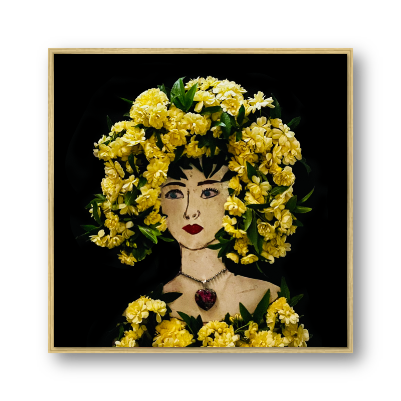 Lady Banks Metal Print - Square Gold