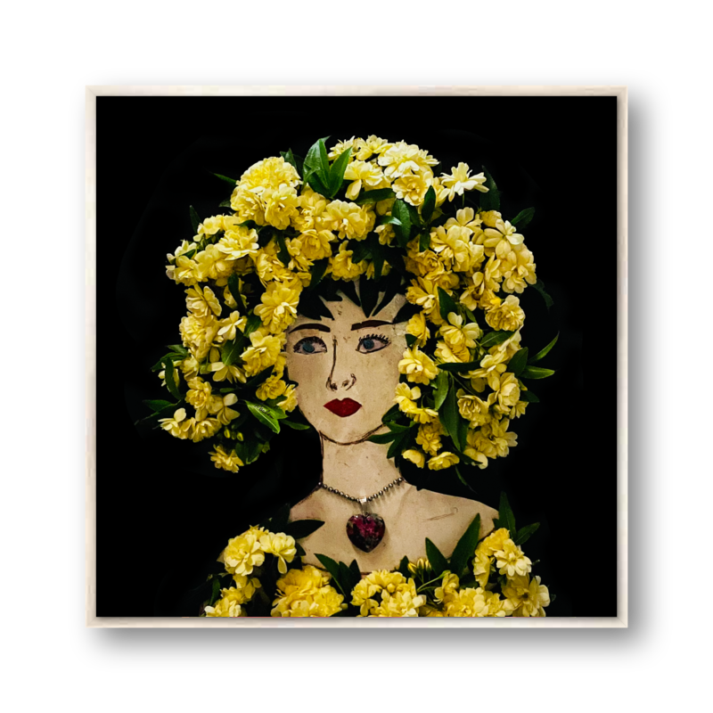 Lady Banks Metal Print - Square Silver