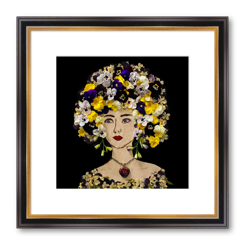 Pansy Fine Art Print - Square Academie Frame