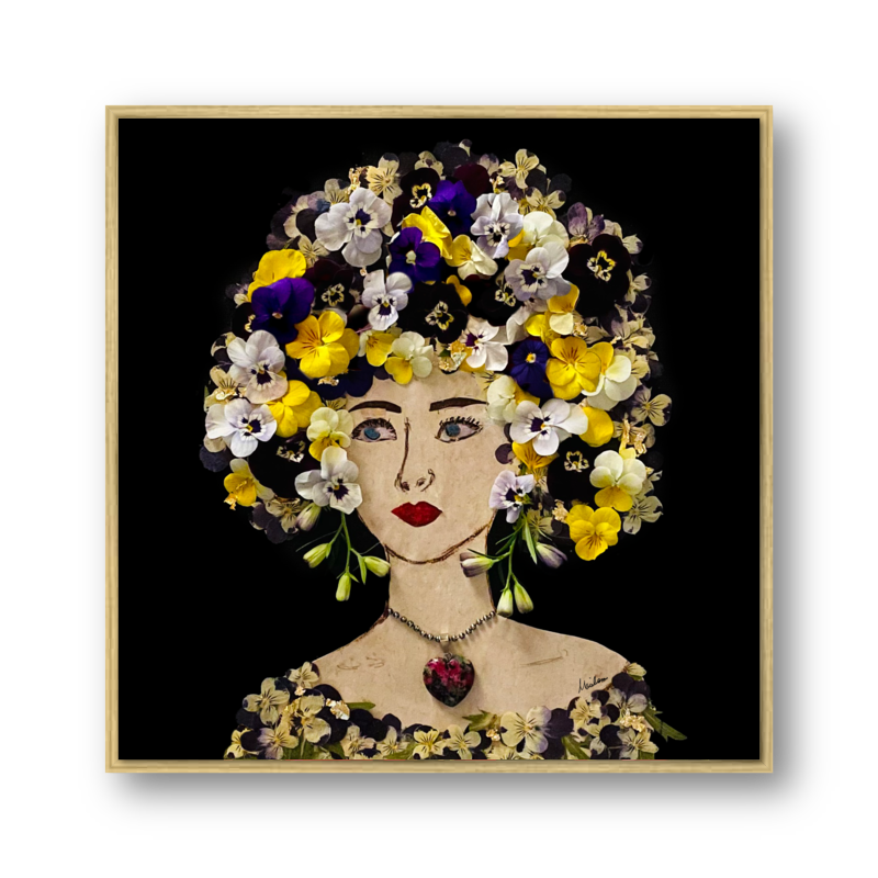 Pansy Metal Print - Square Gold