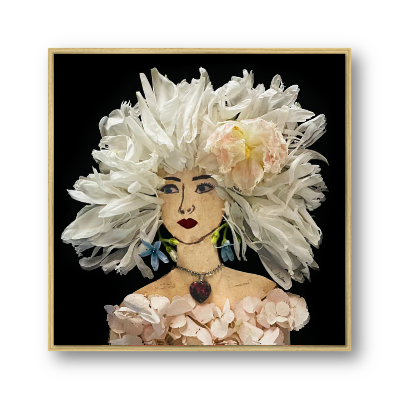 Peony Metal Print - Square Gold