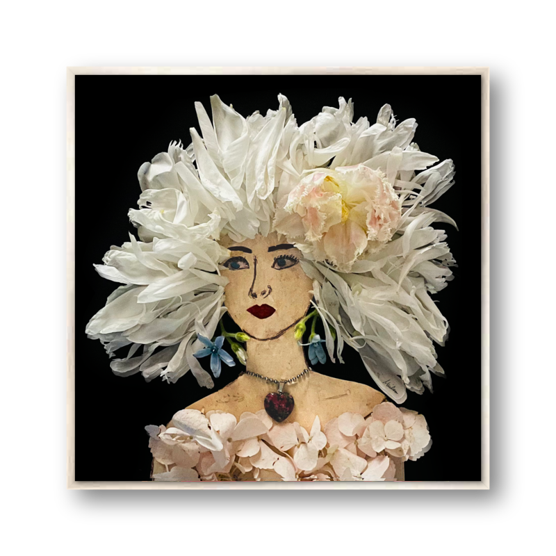 Peony Metal Print - Square Silver